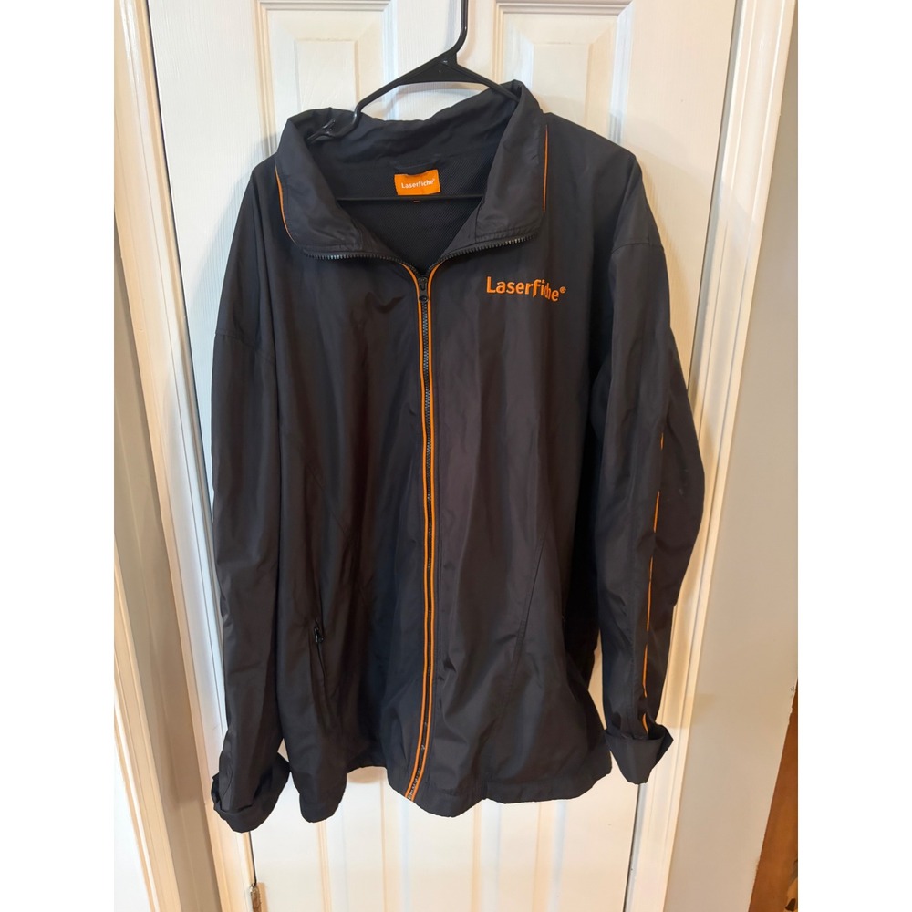 Laserfiche Windbreaker Jacket Unisex Small Black Orange Run Smarter Tech Swag